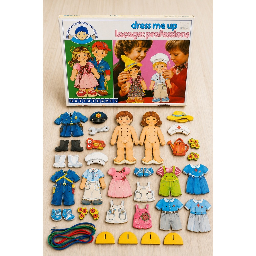 Vintage Battat Dress Me Up Professions Lacing‎ Game Original Box Educational Toy